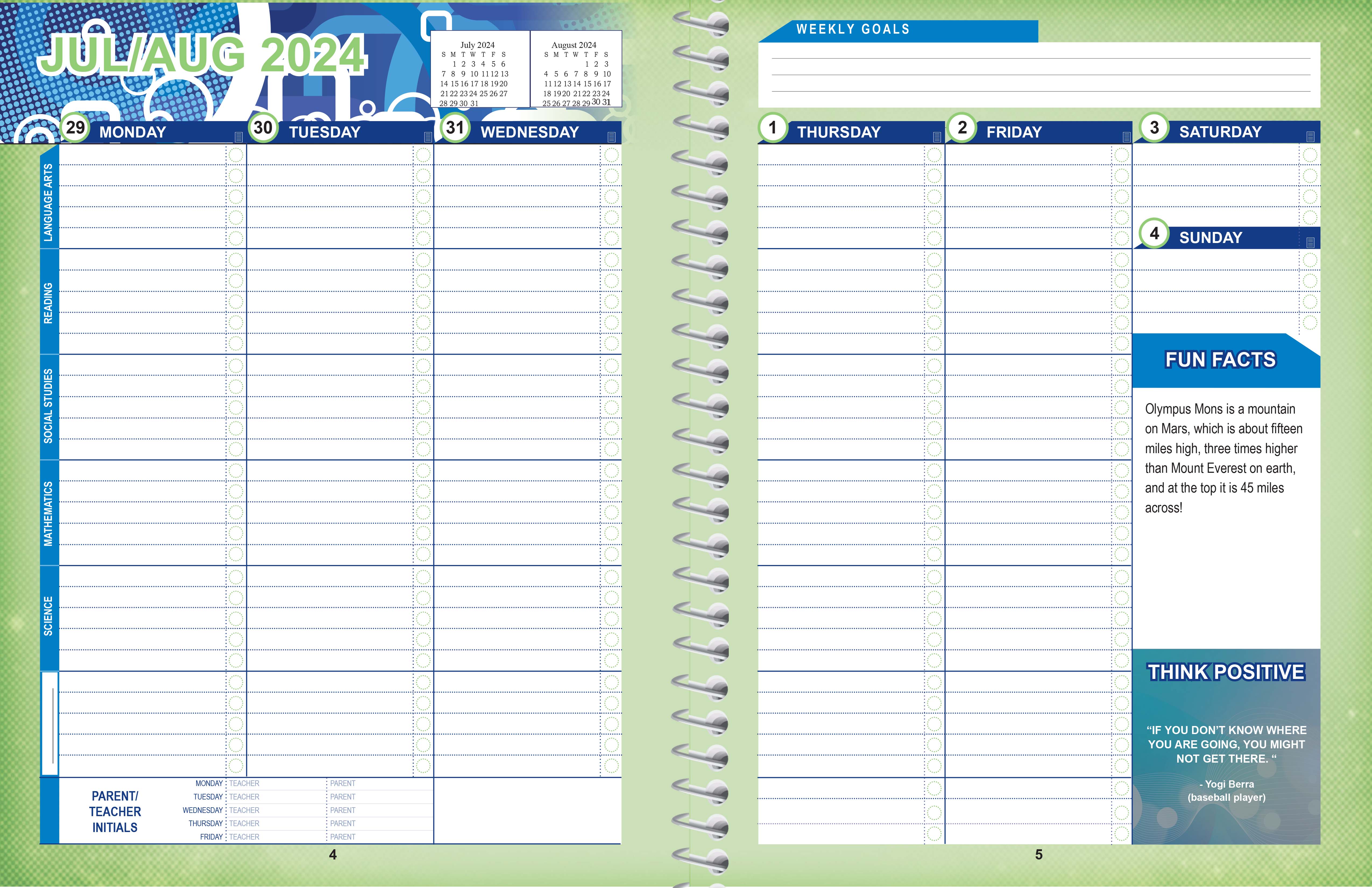 middle school planners